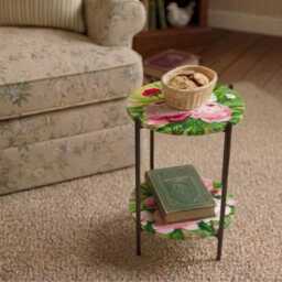 Hand Painted Bedside Table, Two Shelf Side Furniture For Small Places - thumbnail 4