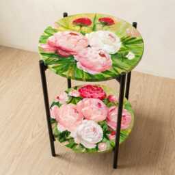 Hand Painted Bedside Table, Two Shelf Side Furniture For Small Places - thumbnail 2