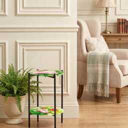 Hand Painted Bedside Table, Two Shelf Side Furniture For Small Places - thumbnail 3