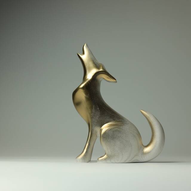 Wooden Wolf Sculpture - 13 - image 1