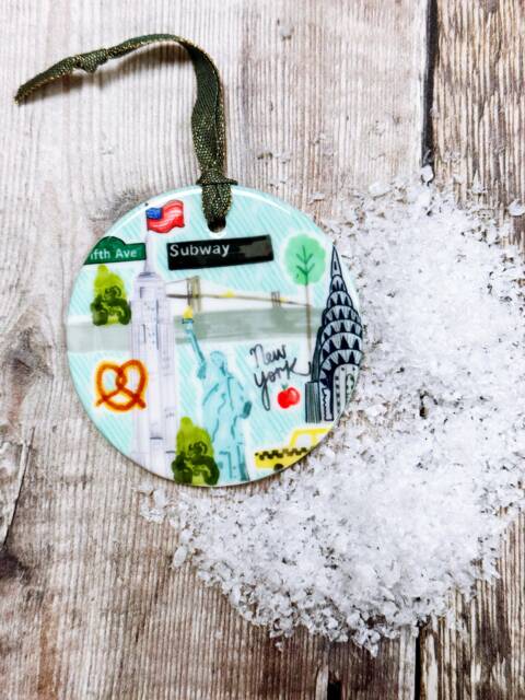 New York Blue Little City Landmark Ceramic Hanging Decoration Christmas - image 1
