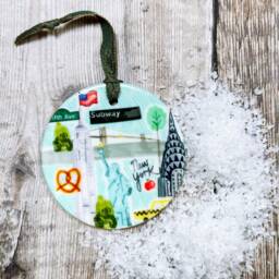 New York Blue Little City Landmark Ceramic Hanging Decoration Christmas - thumbnail 2