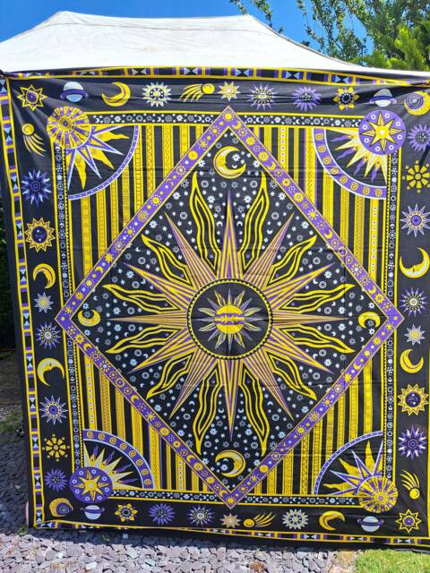 Celestial Sun Moon Tapestry, Bohemian Wall Hanging, King/Double Size - image 1