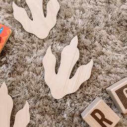 Dinosaur Feet Wall Decal, Dinosaur Art, Playroom Sign, Decor, Wooden Footprint Nursery - thumbnail 2