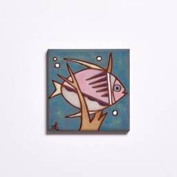Hand-Painted Sea Life Ceramic Tile Set, Decorative Wall Art - thumbnail 3