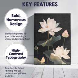 Dark Botanical Lotus Flowers Night Garden Illustration Canvas Wall Art Print Decor Picture Ready To Hang - thumbnail 2