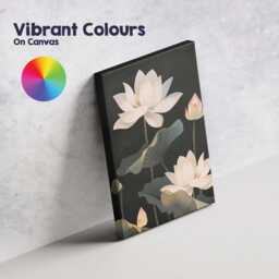 Dark Botanical Lotus Flowers Night Garden Illustration Canvas Wall Art Print Decor Picture Ready To Hang - thumbnail 4