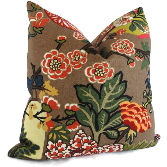 Mocha Chiang Mai Dragon Pillow Cover Schumacher Linen Accent - image 1