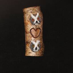 Personalized Wedding- Anniversary Monogrammed Wood Carving - Owl Hand Carved Sculpture Wall Art - thumbnail 3