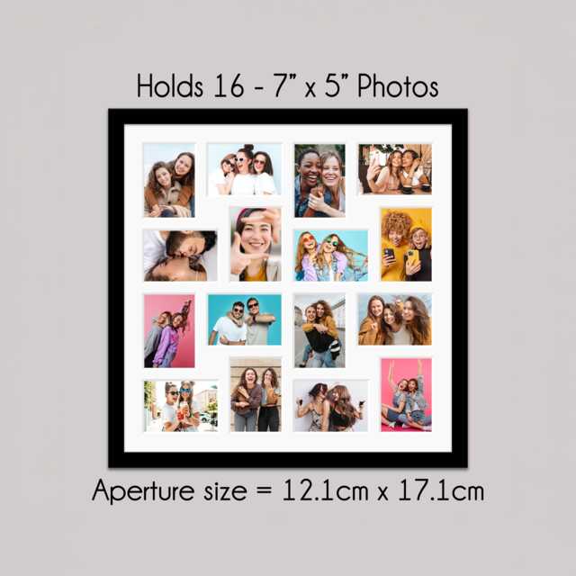 Large Black Wood Multi Photo Frame - Holds 16 7x5 Photos in A White Mount - image 1