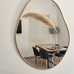 Handmade Moroccan Brass Wall Mirror Irregular Shape - thumbnail 4