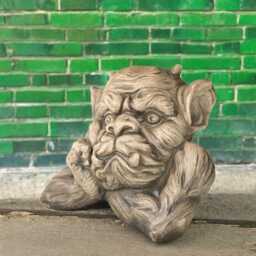 Concrete Horned Gargoyle Statue Stone Gothic Monster Sculpture Cute Ogre Figurine Outdoor Yard Ornament Mythical Creature Garden Decor - thumbnail 2