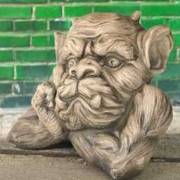 Concrete Horned Gargoyle Statue Stone Gothic Monster Sculpture Cute Ogre Figurine Outdoor Yard Ornament Mythical Creature Garden Decor - thumbnail 3