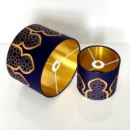 New Luxury High Quality Moroccan Design With Gold Lining Navy Blue Fabric Lamp Shade Pendant Light - thumbnail 2