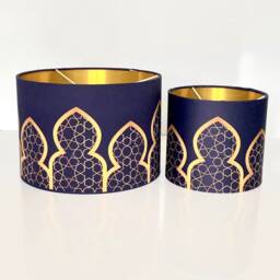 New Luxury High Quality Moroccan Design With Gold Lining Navy Blue Fabric Lamp Shade Pendant Light - thumbnail 3