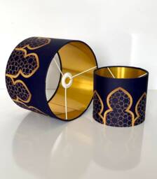 New Luxury High Quality Moroccan Design With Gold Lining Navy Blue Fabric Lamp Shade Pendant Light - thumbnail 1