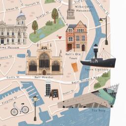 Hull Map, Illustrated Map Of Hull, Poster, Print, Art, Illustration, Gift, Kingston Upon Yorkshire Print - thumbnail 3