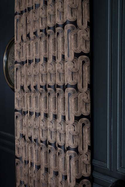 striped Patterned Curtain Panel Black & Brown Luxury Drape - image 1