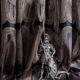 striped Patterned Curtain Panel Black & Brown Luxury Drape - thumbnail 3