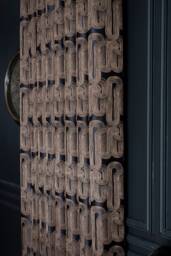 striped Patterned Curtain Panel Black & Brown Luxury Drape - thumbnail 1