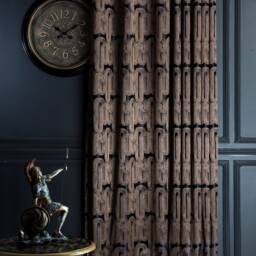 striped Patterned Curtain Panel Black & Brown Luxury Drape - thumbnail 2