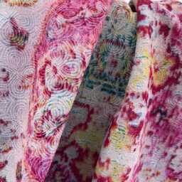 Soft Handcrafted Cotton Kantha Throw Quilt - Reversible Lightweight Bedding For All Season Comfort - thumbnail 3