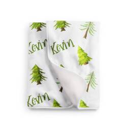Nature & Pinetrees Baby Blanket Personalized in Fleece, Minky, Or Sherpa. Perfect Gift - thumbnail 1