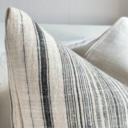 Handmade Striped Hemp Pillow Cover Vintage Grain Sack Design - 20x20 - thumbnail 3