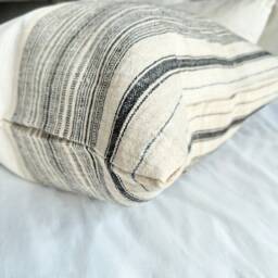 Handmade Striped Hemp Pillow Cover Vintage Grain Sack Design - 20x20 - thumbnail 4