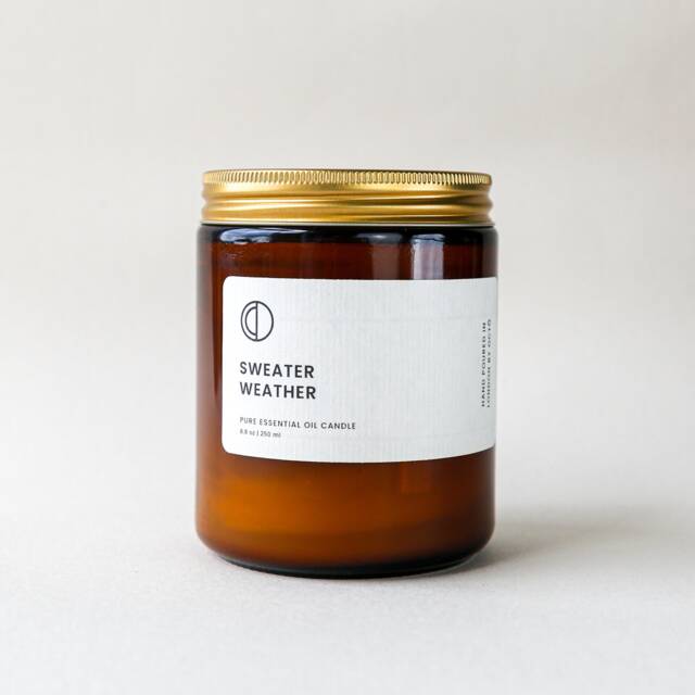 Sweater Weather - Pine, Ylang Ylang, Clove Essential Oil Candle in Amber Jar. Soy Wax Candle - image 1