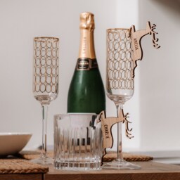 Christmas Glass Place Name Setting Personalised Reindeer Charm Decoration Xmas 2025 - thumbnail 2