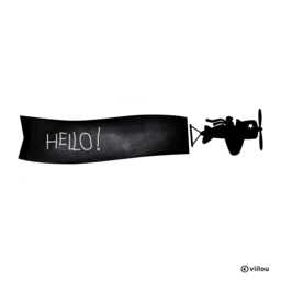 Child Chalkboard Sticker Plane With Banner Wall Decals Black Pictures Table Foil Children Tattoos Kids Illustration Diy - thumbnail 1