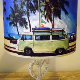 Campervan Beach Scene Lampshade Retro Seaside Decor - thumbnail 4
