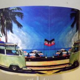 Campervan Beach Scene Lampshade Retro Seaside Decor - thumbnail 3