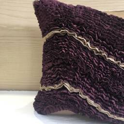 Rose Gold Frills Pillow Cover, Taupe Wine Taffeta, Embellished Accent - Bmcc060 - thumbnail 2