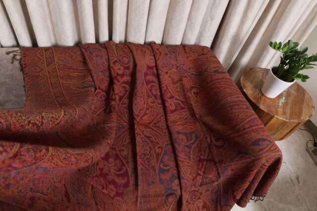 Luxury Boiled Pure Merino Wool Reversible Sofa Or Bed Throws For Ultimate Comfort & Style - Classic Indian Paisley in Multicolour - image 1
