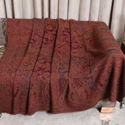 Luxury Boiled Pure Merino Wool Reversible Sofa Or Bed Throws For Ultimate Comfort & Style - Classic Indian Paisley in Multicolour - thumbnail 2