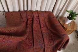 Luxury Boiled Pure Merino Wool Reversible Sofa Or Bed Throws For Ultimate Comfort & Style - Classic Indian Paisley in Multicolour - thumbnail 1