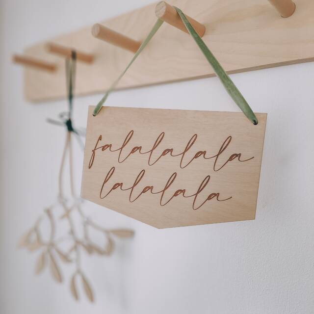 Fa La Christmas Wooden Wall Hanging - Xmas Pennant Flag Christmas Decoration