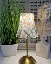 Beautiful Peach Floral Design Decoupaged Usb Rechargeable Table Lamp. Indoor/Outdoor Cordless Four Stand Colours