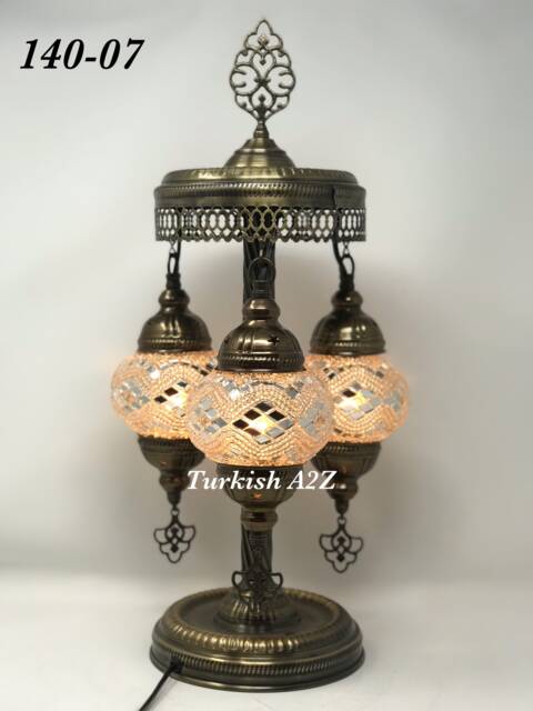 Turkish Mosaic Short Floor/Table Lamp With 3 Small Globes - image 1
