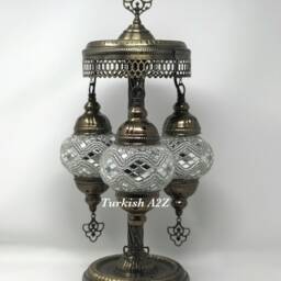 Turkish Mosaic Short Floor/Table Lamp With 3 Small Globes - thumbnail 3