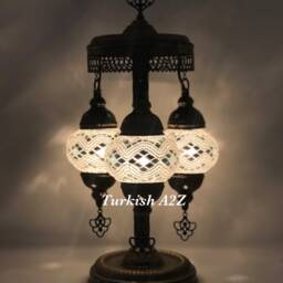 Turkish Mosaic Short Floor/Table Lamp With 3 Small Globes - thumbnail 2