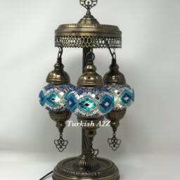 Turkish Mosaic Short Floor/Table Lamp With 3 Small Globes - thumbnail 4