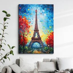 Eiffel Tower Paris France Starry Night Painting Van Gogh Wall Art, Framed Canvas Poster Print, Home Kitchen Office Room Decor, Gifts - thumbnail 1