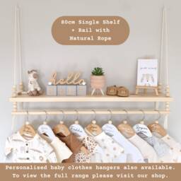 2 Tier Nursery Shelf With Rail, Shelves, Shelves For Nursery, Shelf, Baby Gift, Decor, Wooden Swing Peg Rail - thumbnail 3