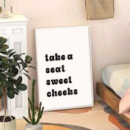 Take A Seat Sweet Cheeks Quote Art Canvas Poster, Trendy Wall Art, Apartment Aesthetic Decor, Retro Home Printed Gift - thumbnail 3
