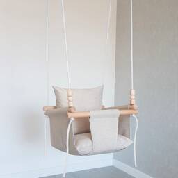 Weatherproof Beige Baby Swing, Indoor Outdoor Canvas Swing - thumbnail 2