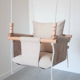 Weatherproof Beige Baby Swing, Indoor Outdoor Canvas Swing - thumbnail 3