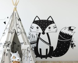Tribal Fox Wall Decal - Nursery Decal, Woodland Sticker, Cute Vinyl - thumbnail 1